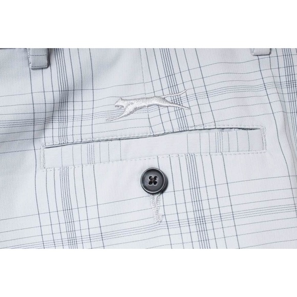 🍍 SLAZENGER Mens Blue-Gray Plaid Athletic Active Shorts - Picture 3 of 4